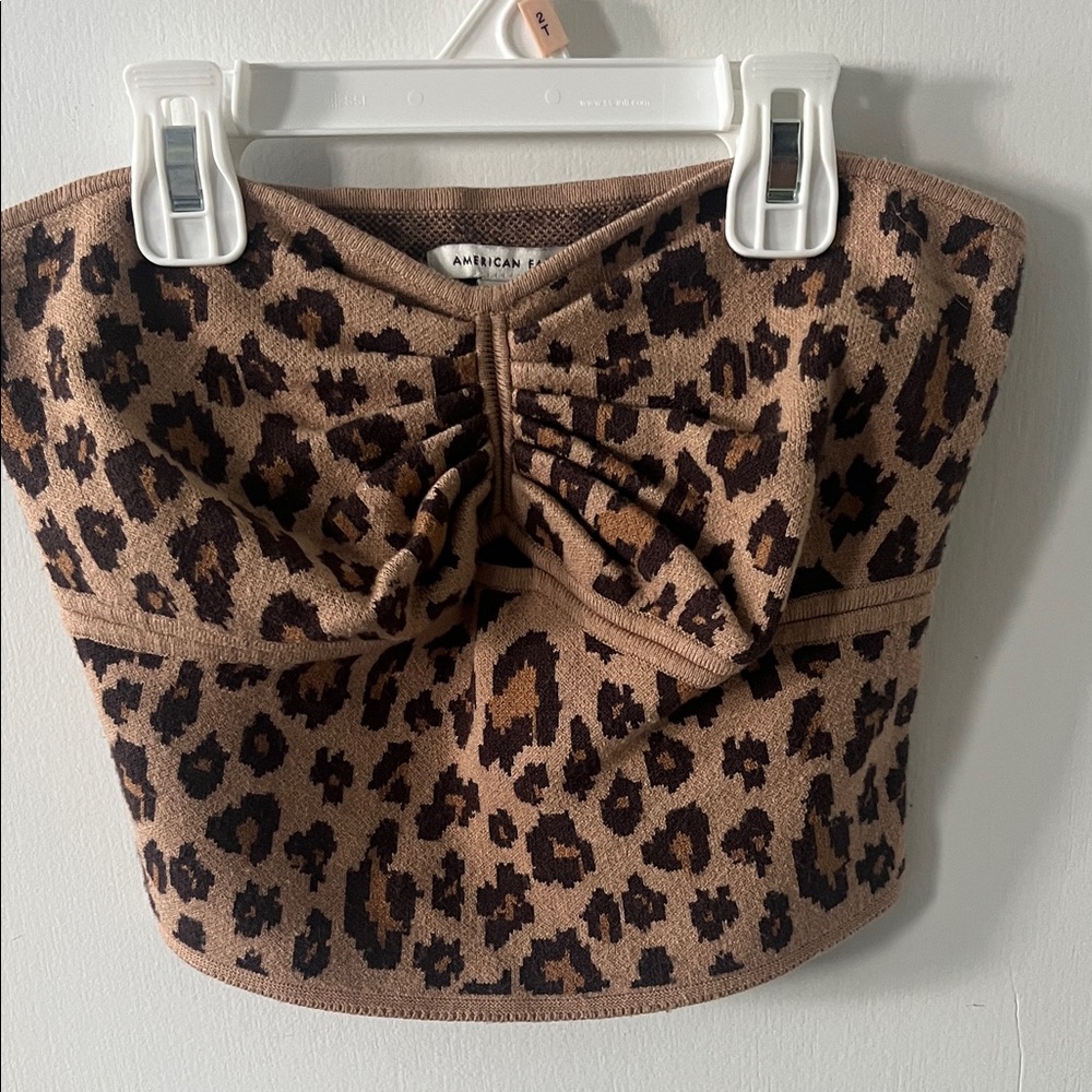 American Eagle Outfitters Brown Leopard Print Crop Top